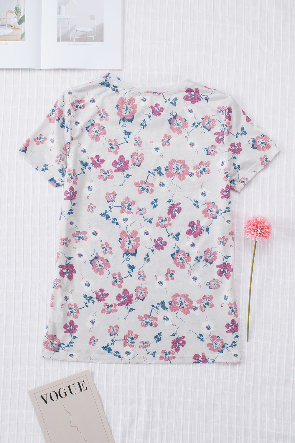 Casual Floral Print Color Block T Shirt