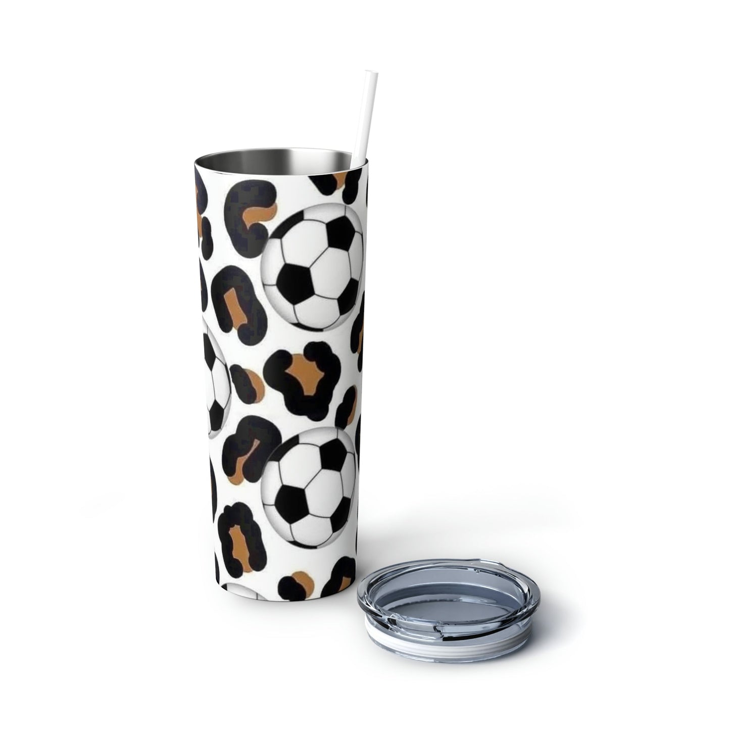 Leopard Soccer Skinny Tumbler