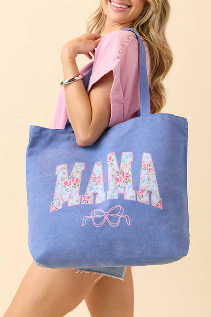 Blue Vintage MAMA Graphic Tote Bag