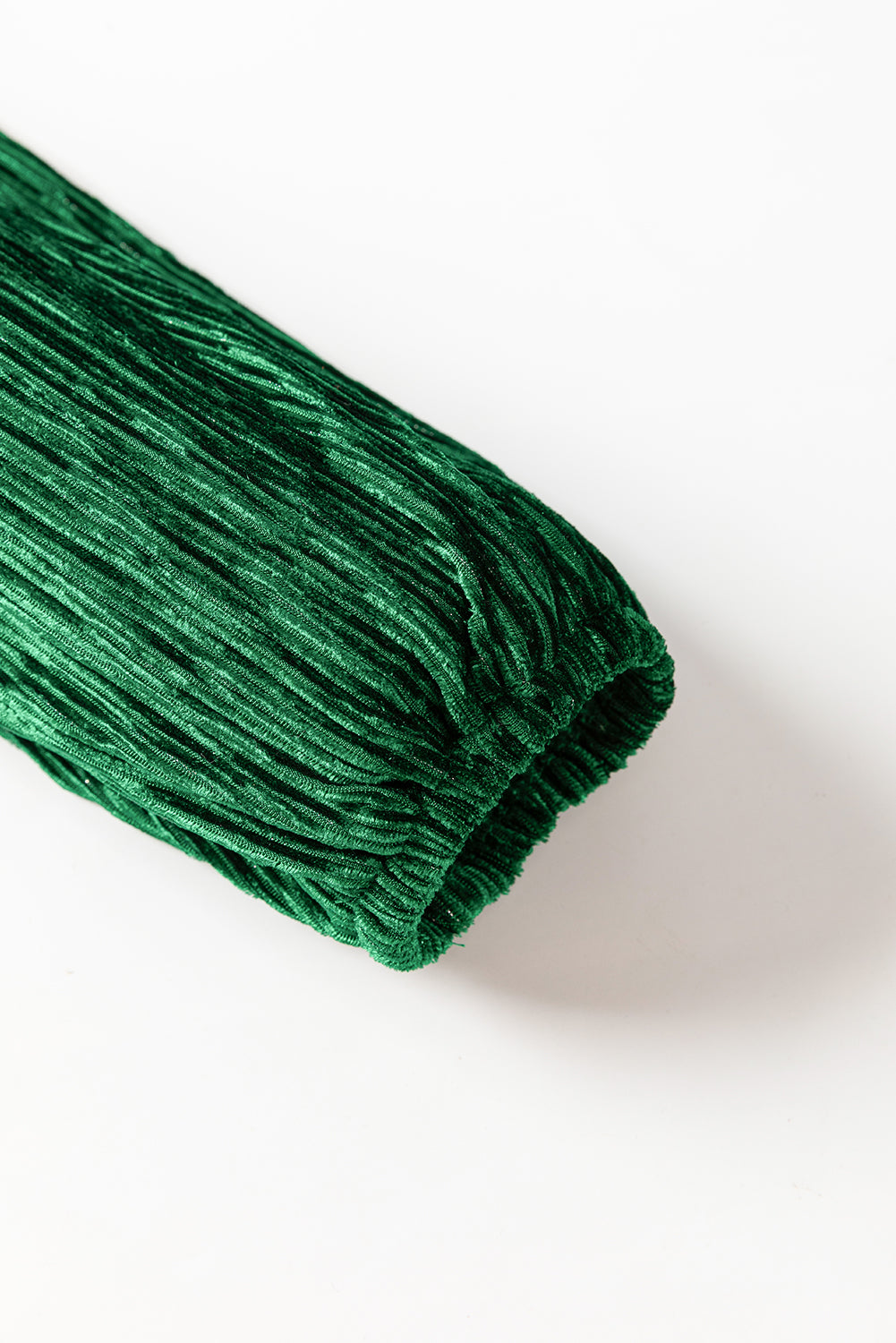 Green Tie Waist Crinkle Velvet Dress