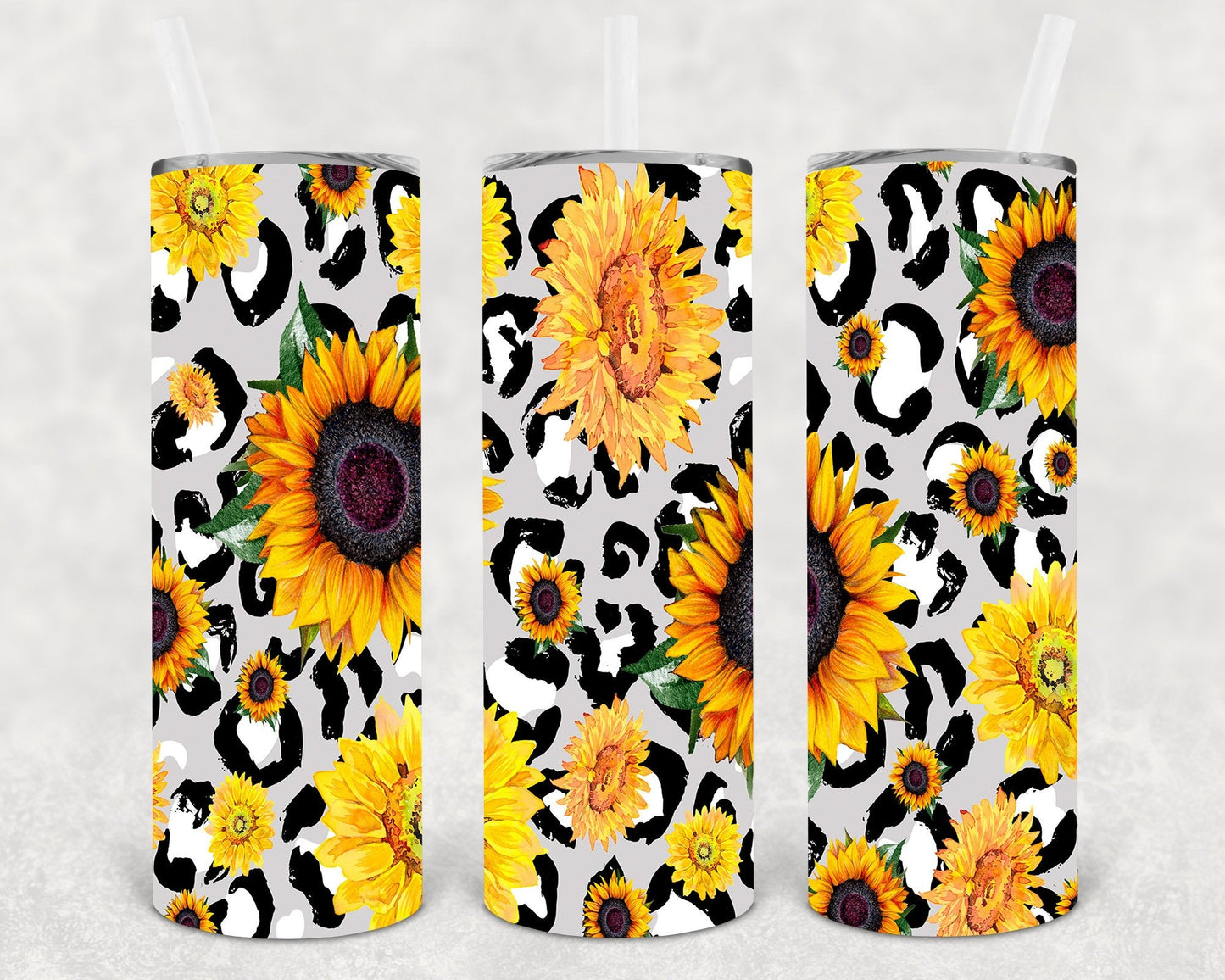 Cheetah and Sunflowers 20 oz Skinny Tumbler