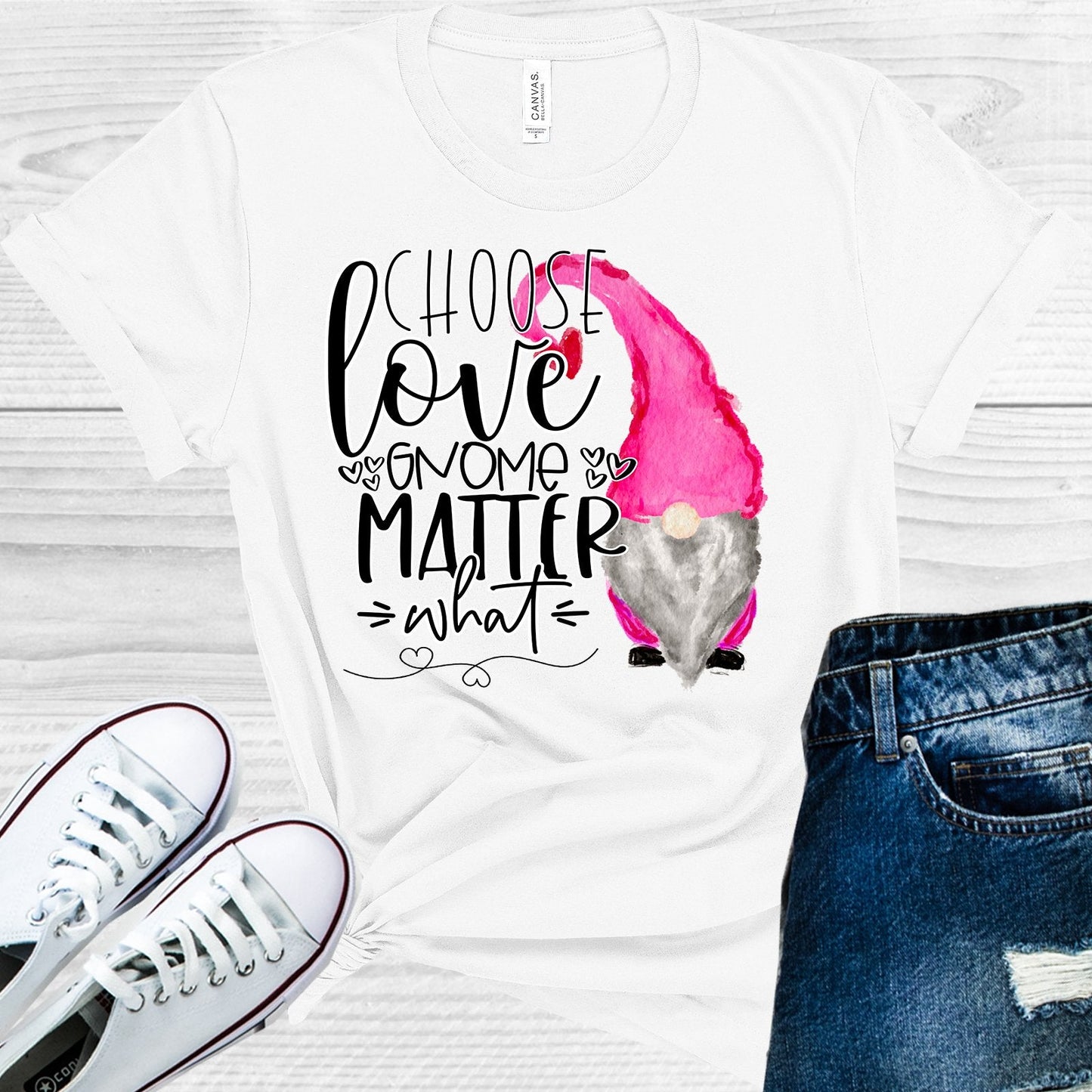 Choose Love Gnome Matter What Graphic Tee