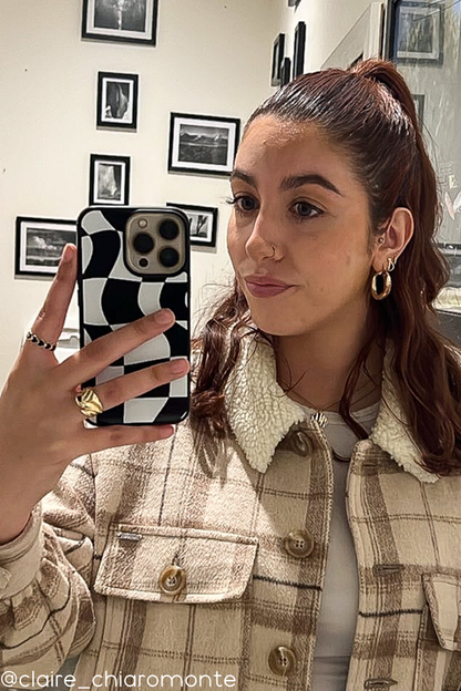 Black Wavy Checkered iPhone Case