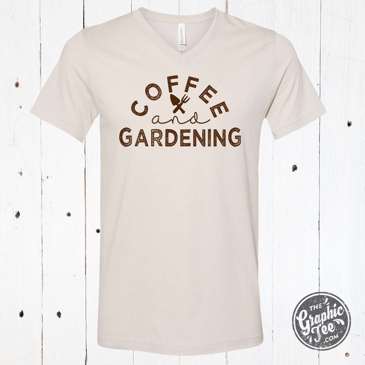 Coffee and Gardening Short Sleeve V-Neck Tee
