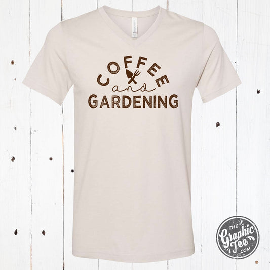 Coffee and Gardening Short Sleeve V-Neck Tee