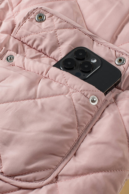 Black Zip Up Fleece Lined Quilted Vest Coat