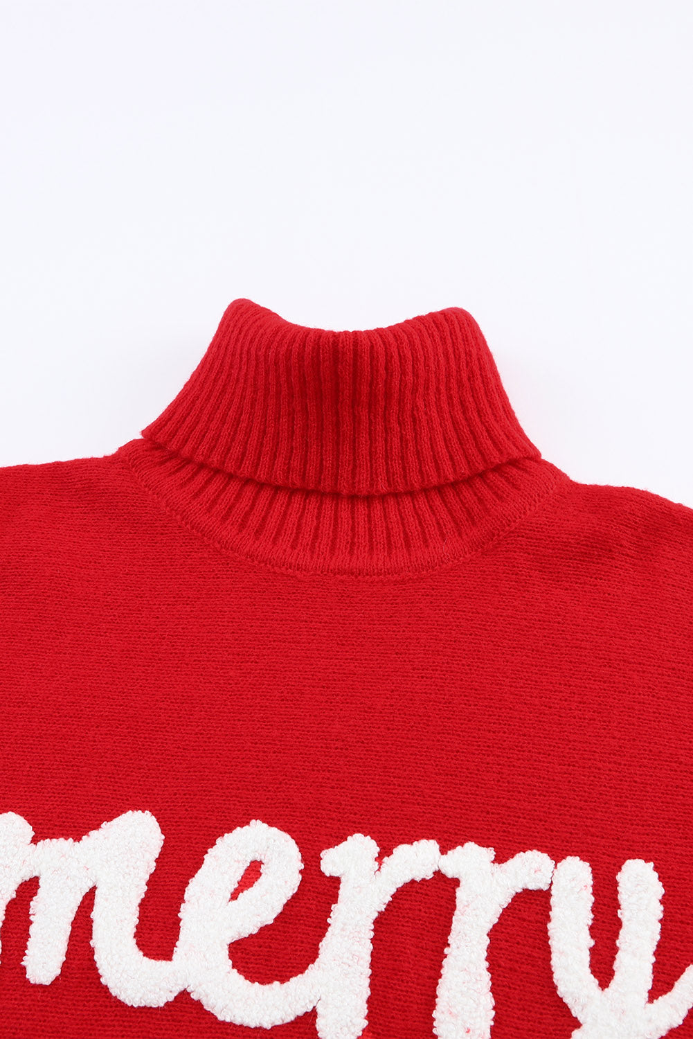 Racing Red Valentine LOVE Letter Embroidered High Neck Sweater