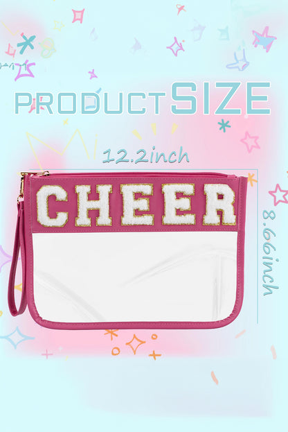 Black Dance Chenille Letter Zipper Varsity Clear Makeup Bag