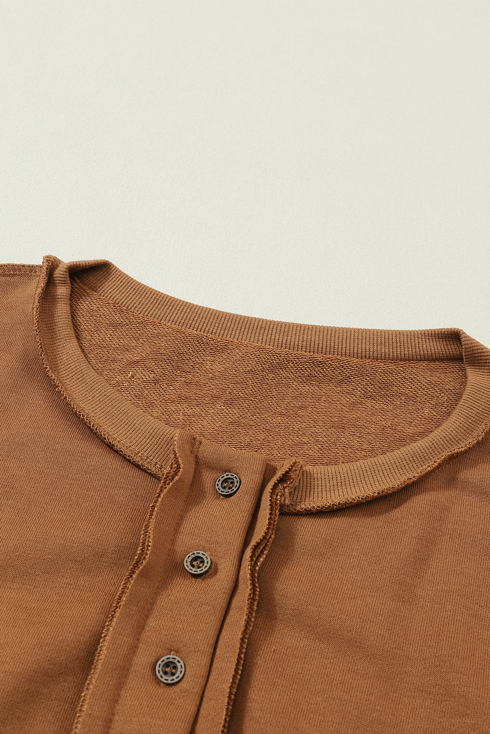 Dark Grey Drop Shoulder Henley Buttons Sweatshirt