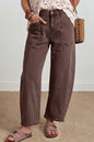 Four Leaf Clover Solid Color Square Patch Pocket Ankle-length Barrel Jeans