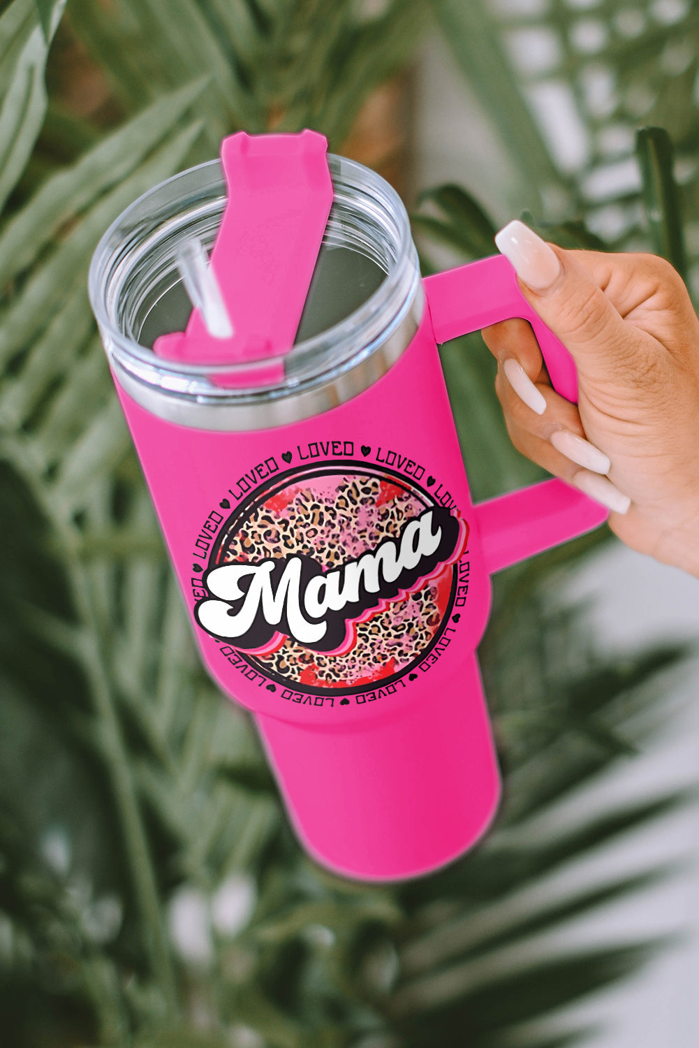 mama Daisy Print Stainless Steel Insulate Cup with Handle 40oz