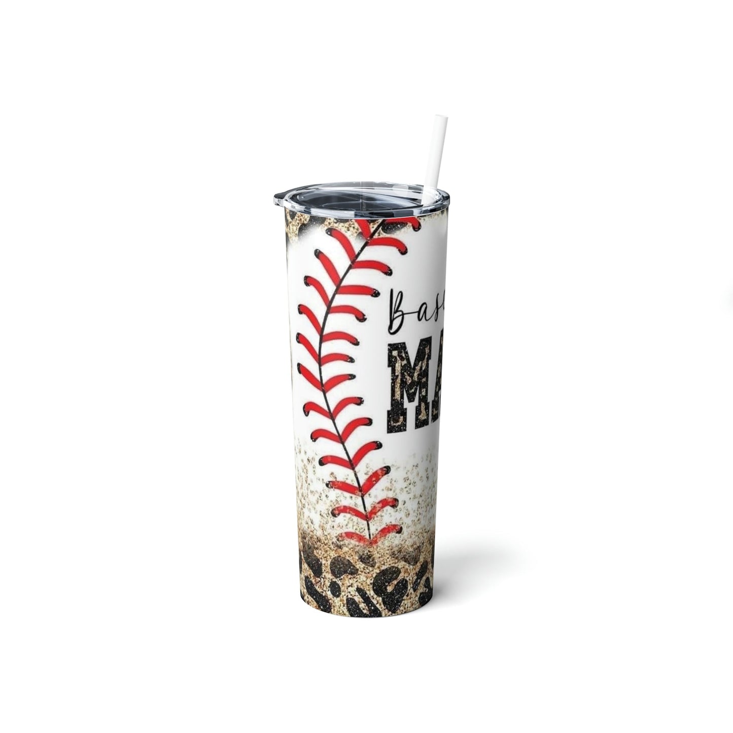 Baseball Mama Leopard Skinny Tumbler