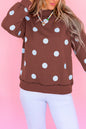 Clay Polka Dot/GOOD DAY Print Reversible Mock Neck Pullover Sweatshirt