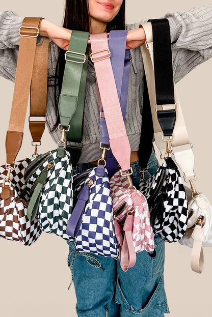 White Leopard Print Wide Strap Large Crossbody Bag