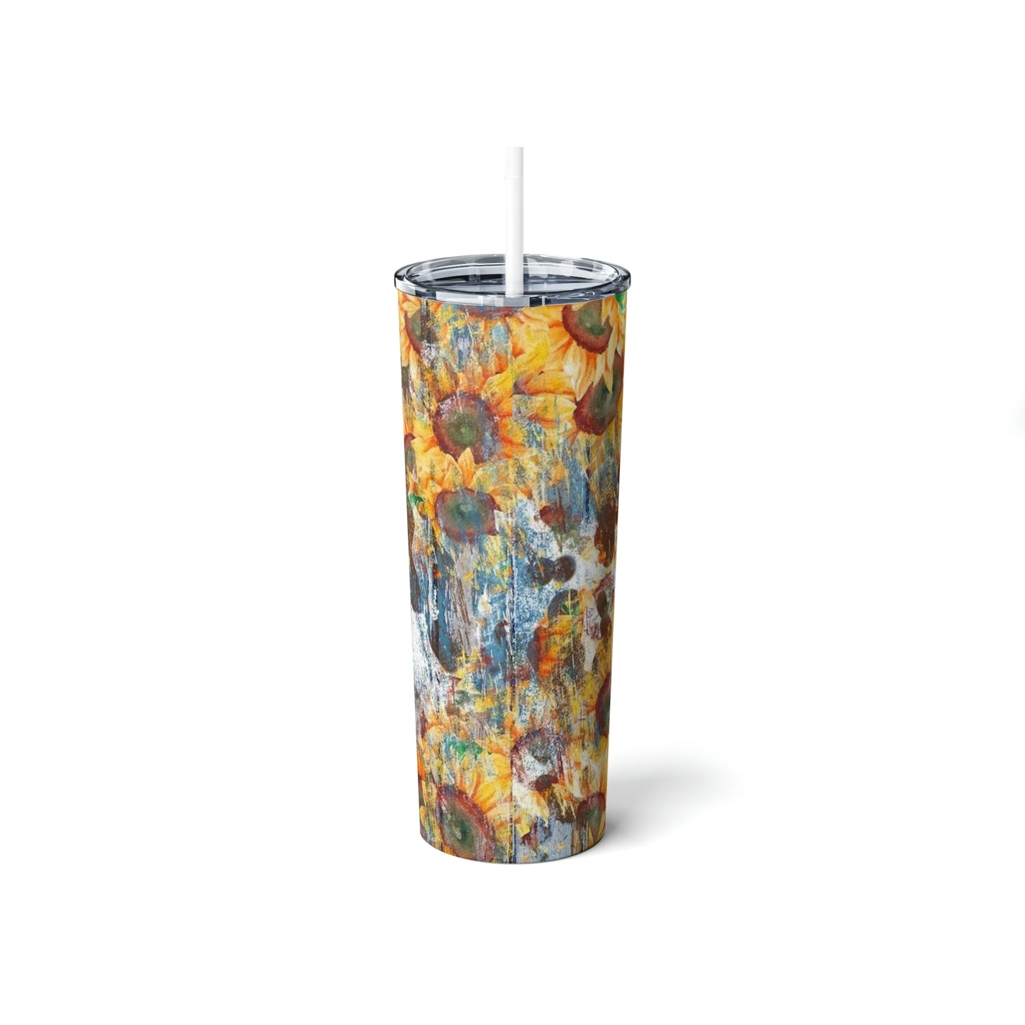 Cowhide and Sunflowers- Skinny Tumbler