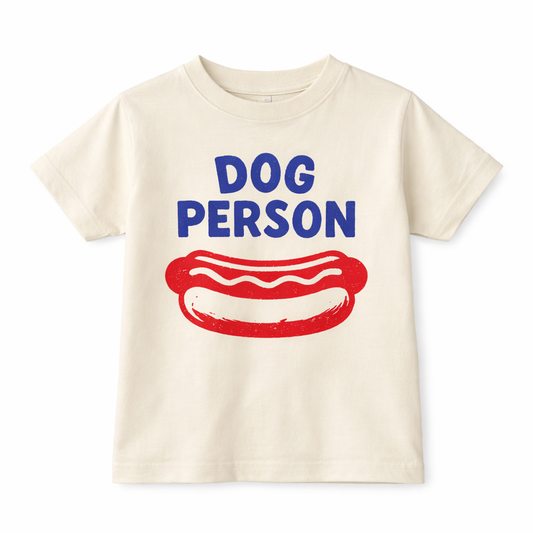 Dog Person Kids T-Shirt Funny Hot Dog Graphic Tee for Dog Lovers Cute Summer Shirt for Boys and Girls