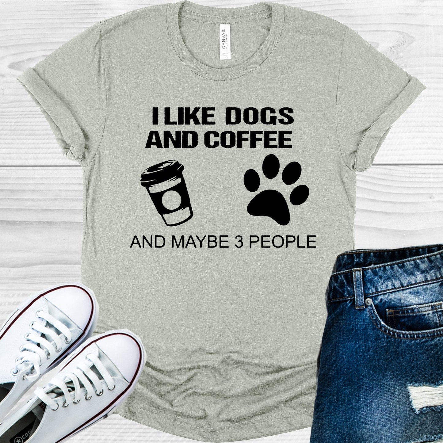 I Like Dogs and Coffee and Maybe 3 People Graphic Tee