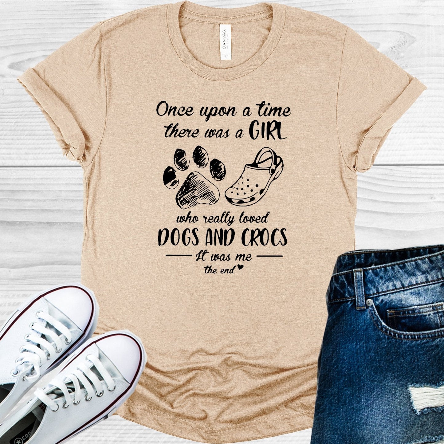 Once Upon a Time There Was a Girl Who Loved Dogs and Crocs Graphic Tee