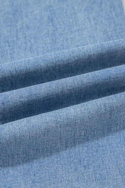 Beau Blue Drawstring Waist Wide Leg Ankle Length Jeans