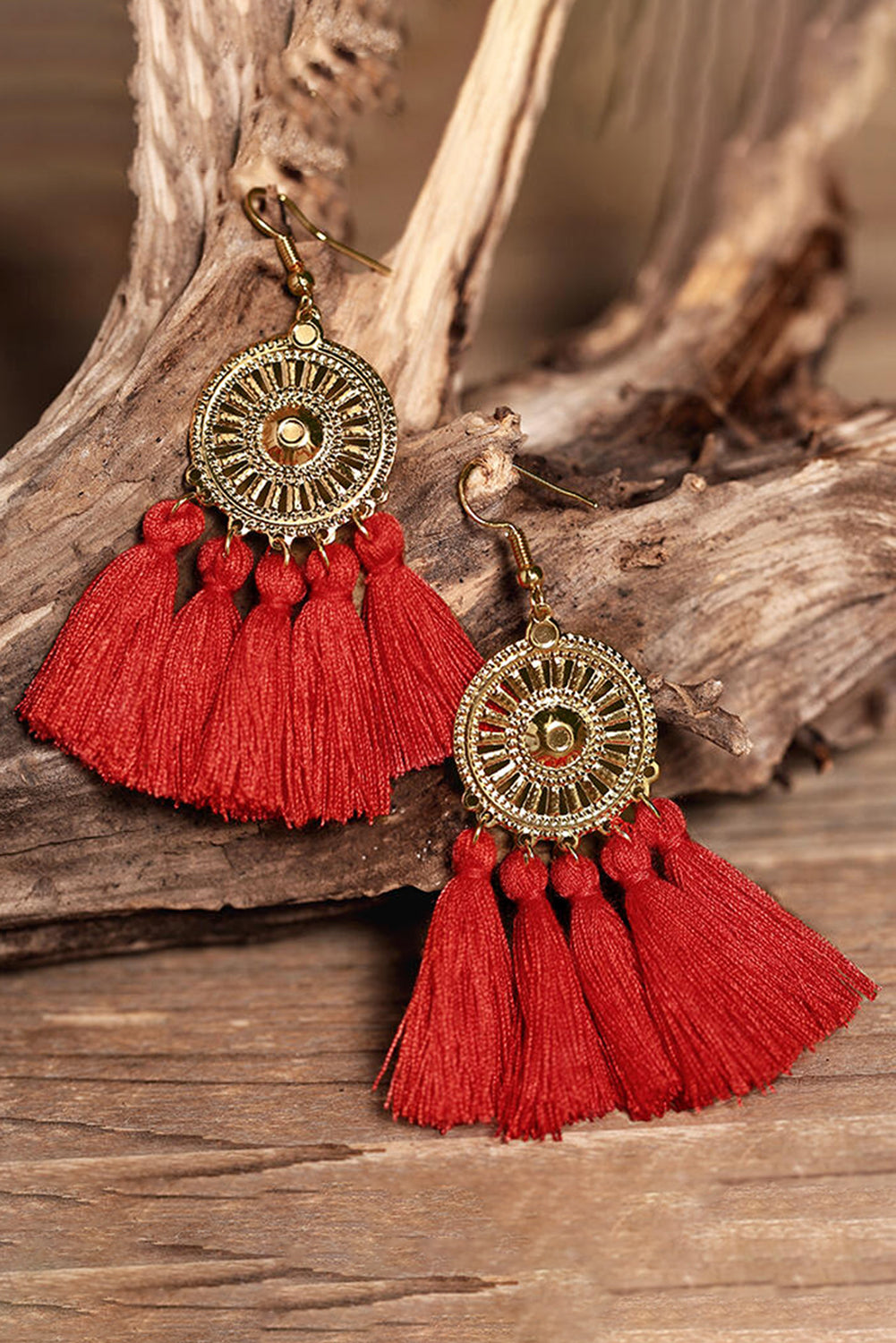 Sunflower Fan-shaped White Tassel Earrings