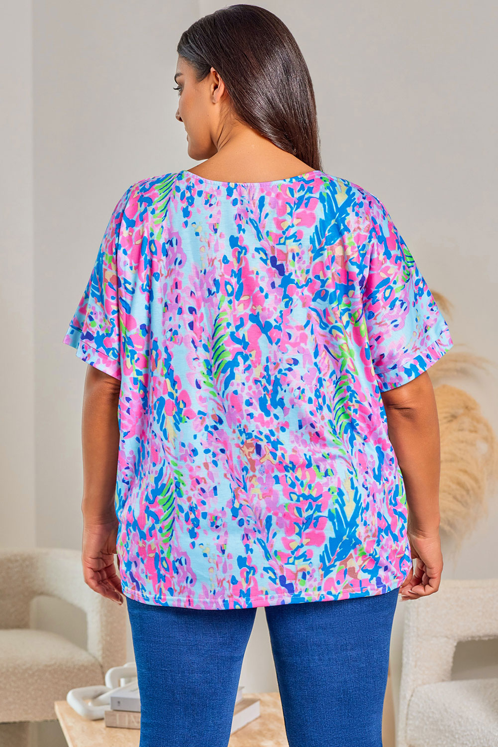 Sky Blue Plus Size Floral Print