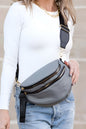 Dark Grey Wide Strap Zipper Crossbody Bag