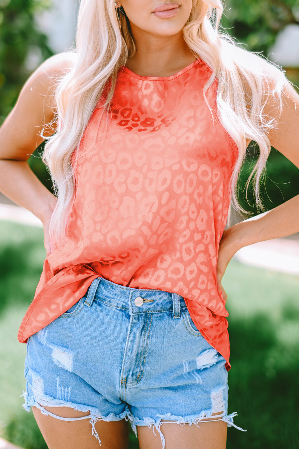 Pink Plus Size Leopard Print Ruffled Flutter Sleeve Satin Blouse