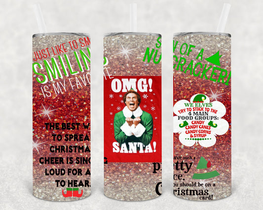 Elf OMG Santa 20 oz Skinny Tumbler