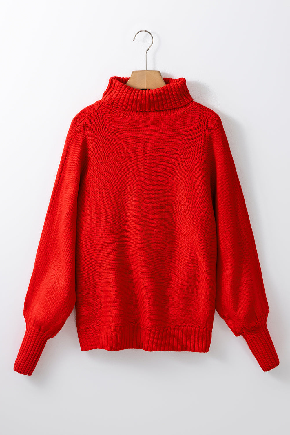 Racing Red Valentine LOVE Letter Embroidered High Neck Sweater