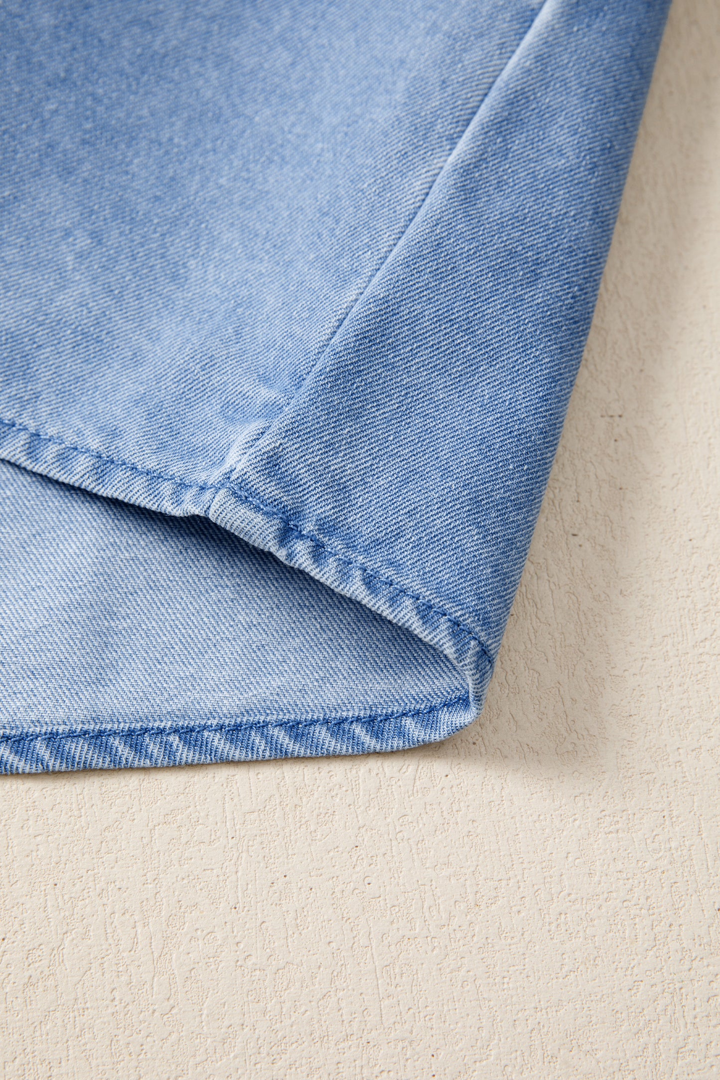 White Frilled Collar Flutter Sleeve Denim Top