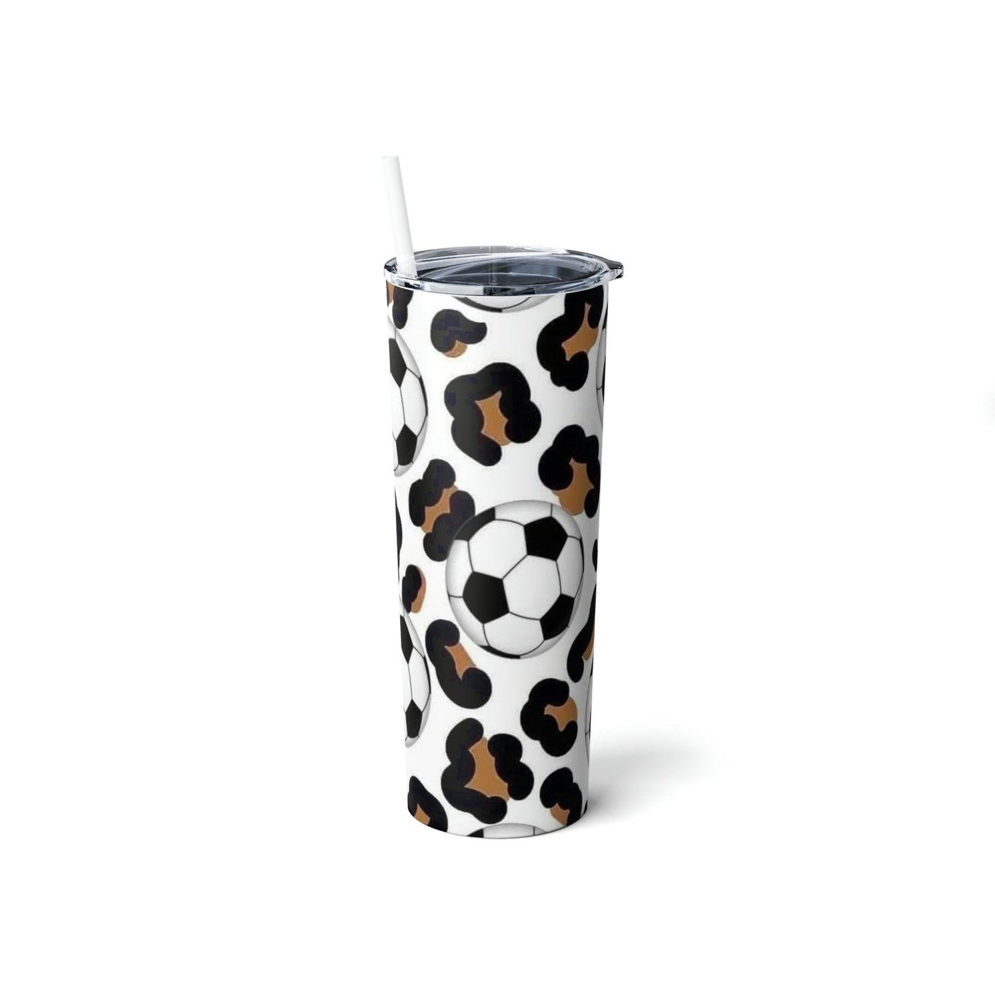 Leopard Soccer Skinny Tumbler