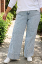 Beau Blue Solid Paneling Loose Fit Plus Size Jeans
