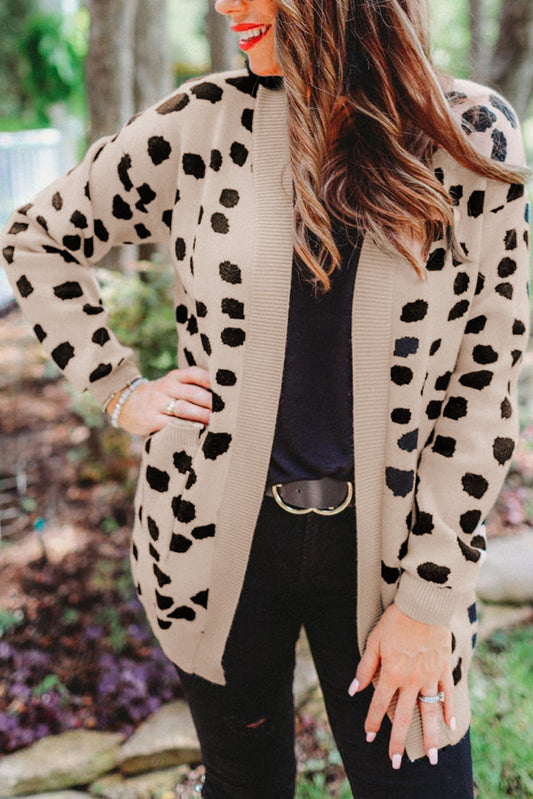 Animal Spotted Pattern Open Front Cardigan