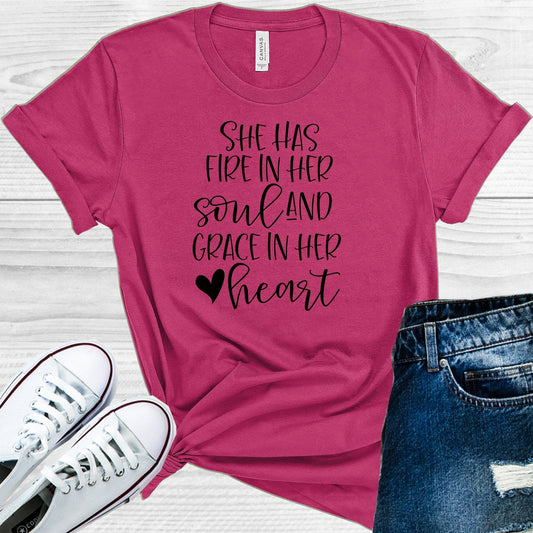 She Has Fire in Her Soul and Grace in Her Heart Graphic Tee