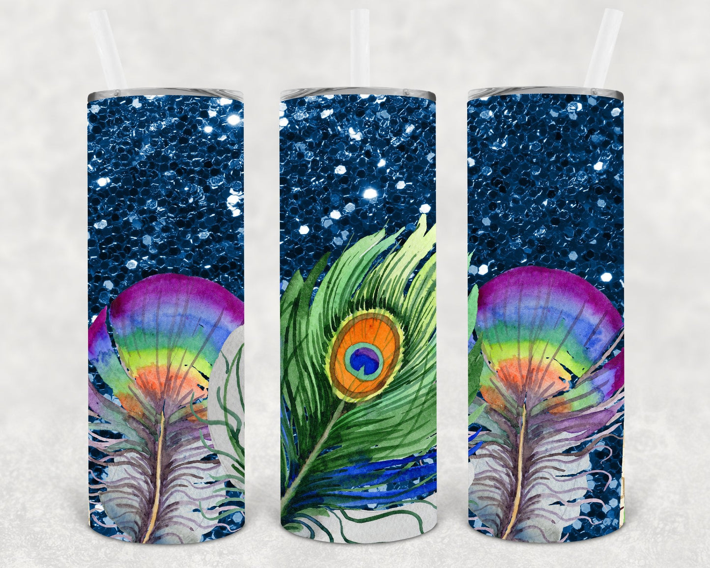 Peacock Feathers 20 oz Skinny Tumbler