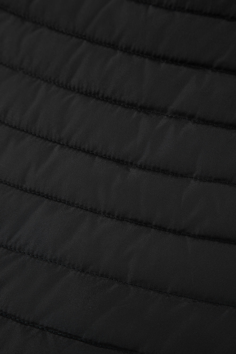 Black Solid Color Quilted Zip-up Puffer Jacket