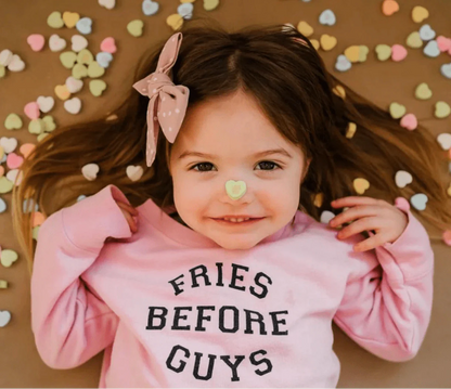 Fries Before Guys Pink Sweatshirt for Girls
