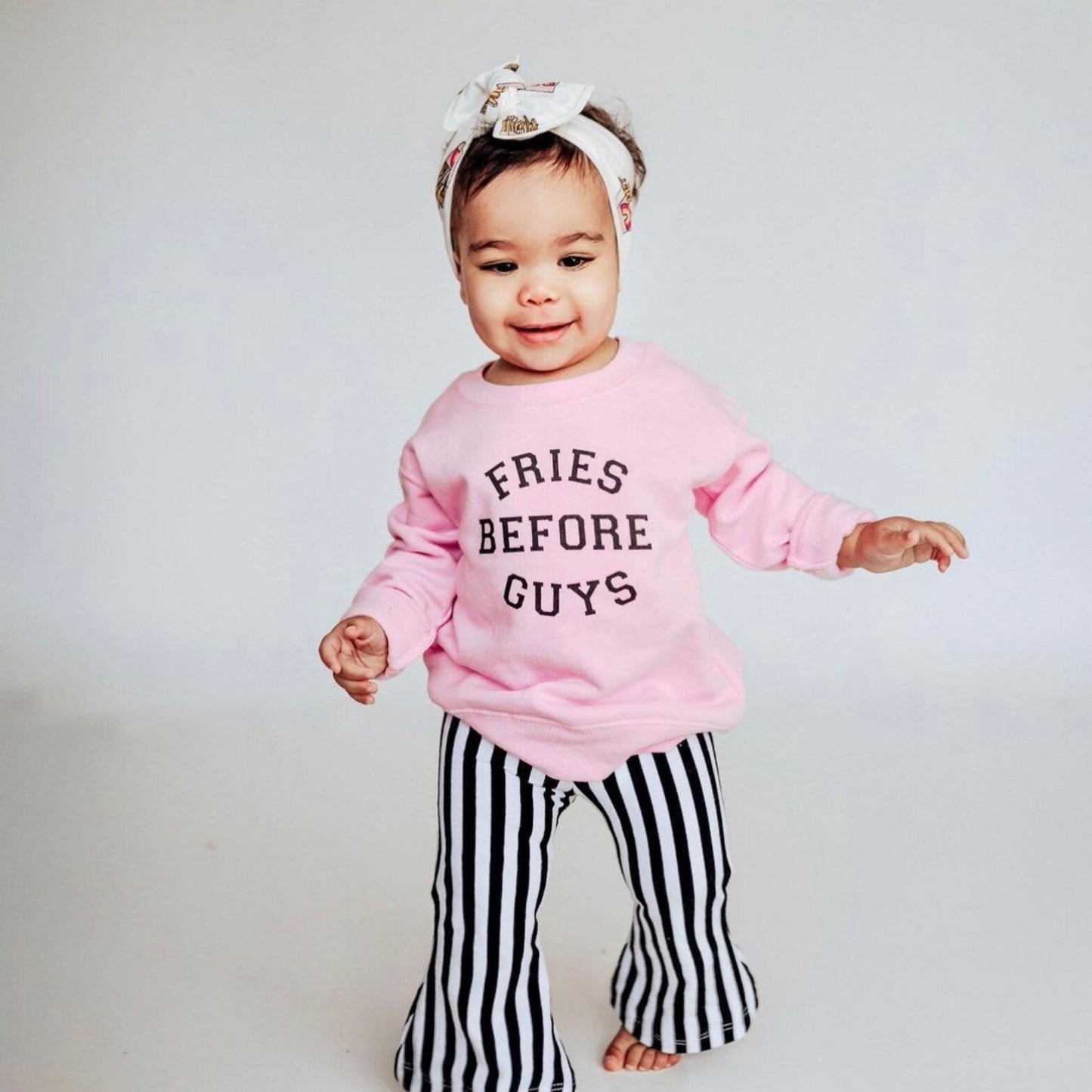 Fries Before Guys Pink Sweatshirt for Girls