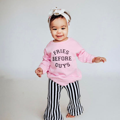 Fries Before Guys Pink Sweatshirt for Girls