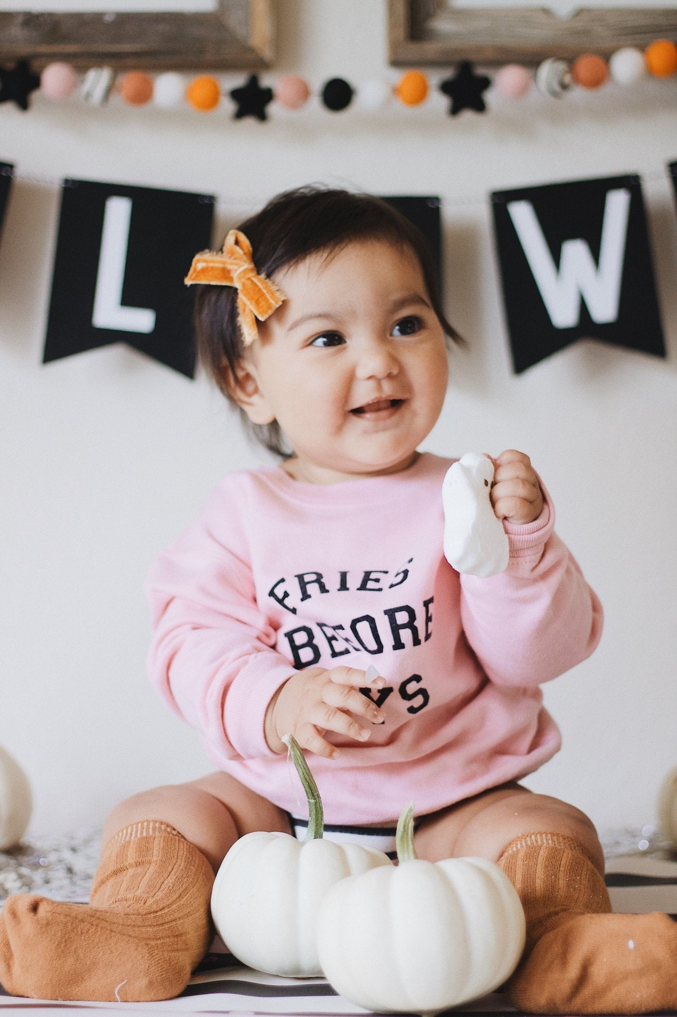 Fries Before Guys Pink Sweatshirt for Girls