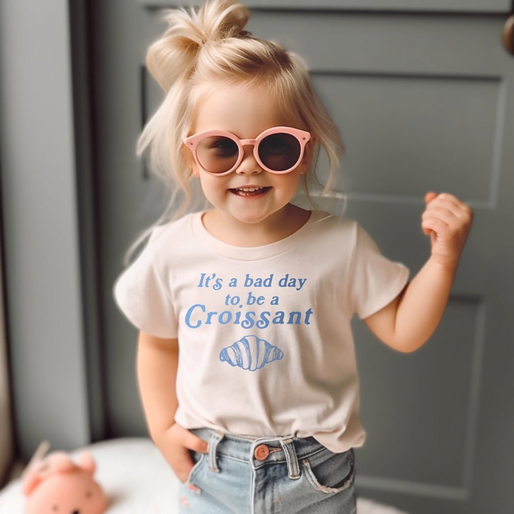 Funny Kids T-Shirt | Bad Day for Croissants Tee | Food Lover Shirt