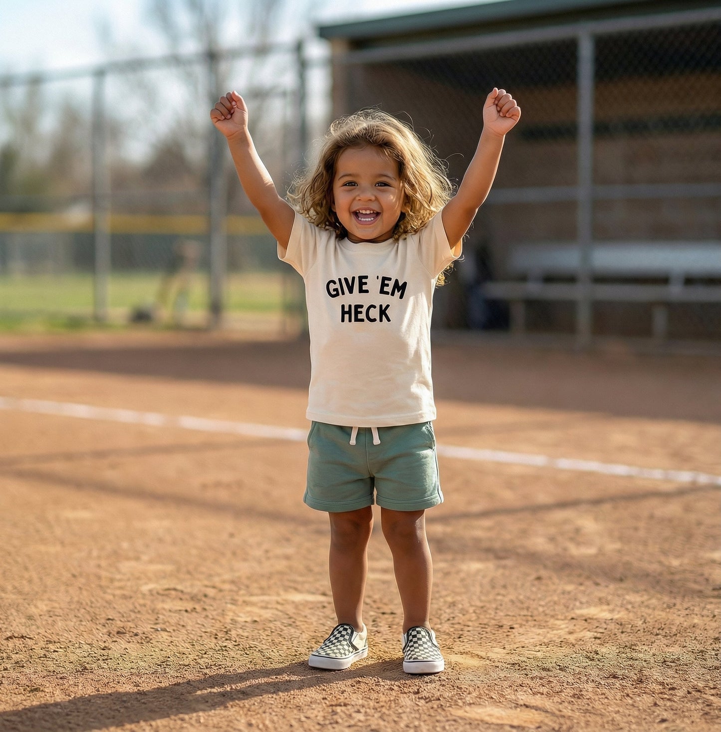 Give 'Em Heck Kids Graphic Tee, Funny Baseball Shirt For Kids