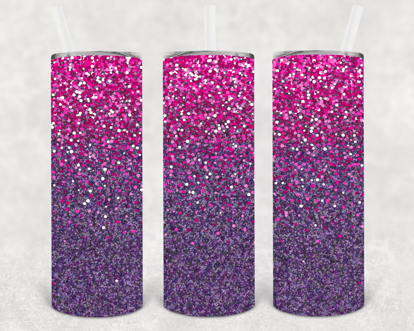 Pink and Purple Glitter 20 oz Skinny Tumbler