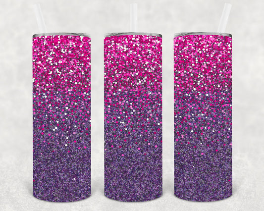 Pink and Purple Glitter 20 oz Skinny Tumbler