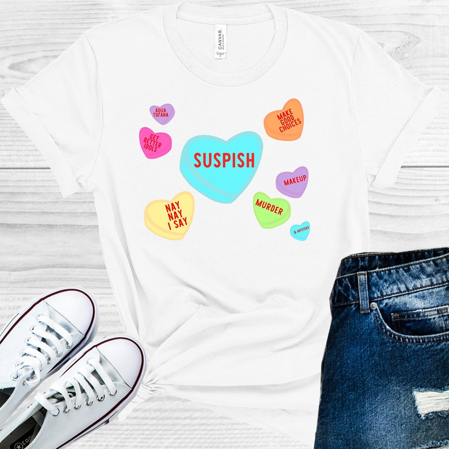 True Crime Valentine Hearts Graphic Tee