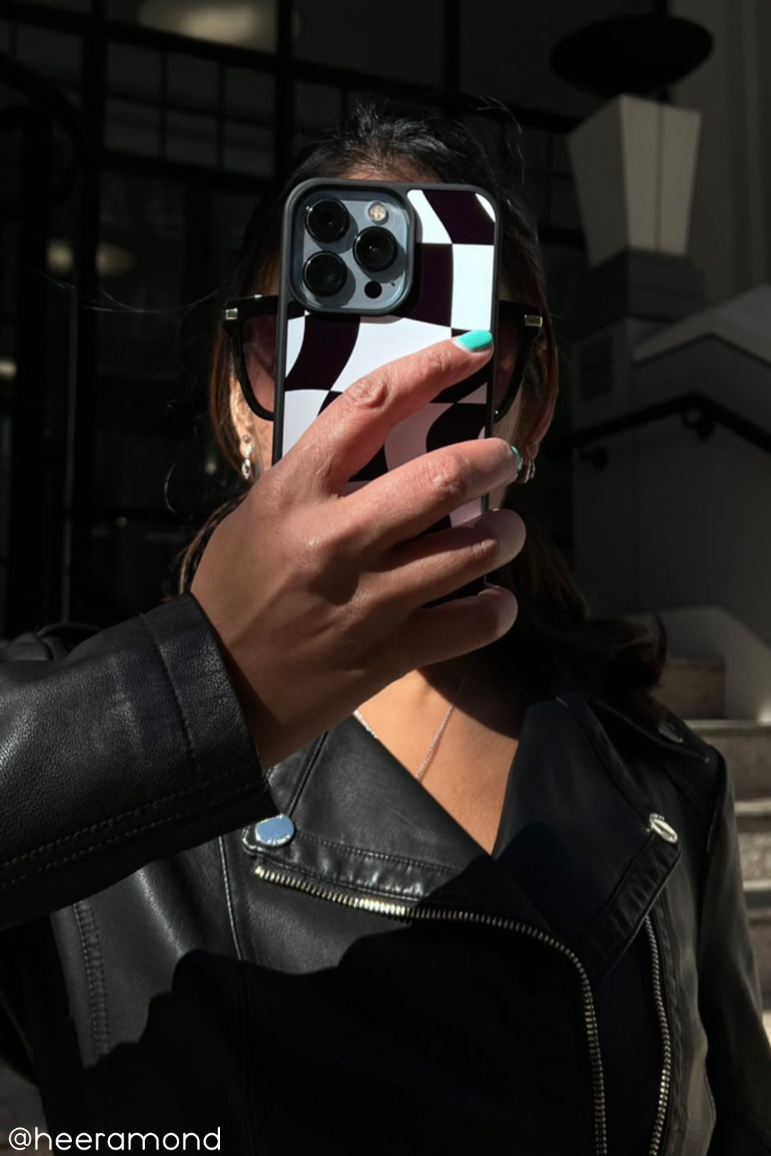 Black Wavy Checkered iPhone Case