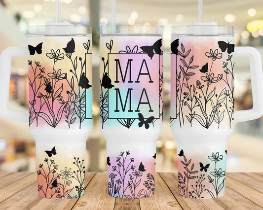 Mama Watercolors BIG Tumbler with Handle