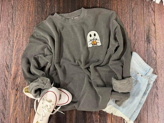 Coffee Ghost Embroidered Fleece