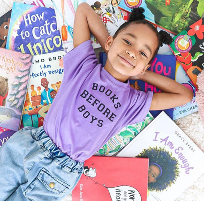 Purple Books Before Boys Tee