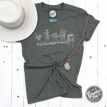 It's Not Hoarding if it's Plants Heather Military Green Short Sleeve Tee